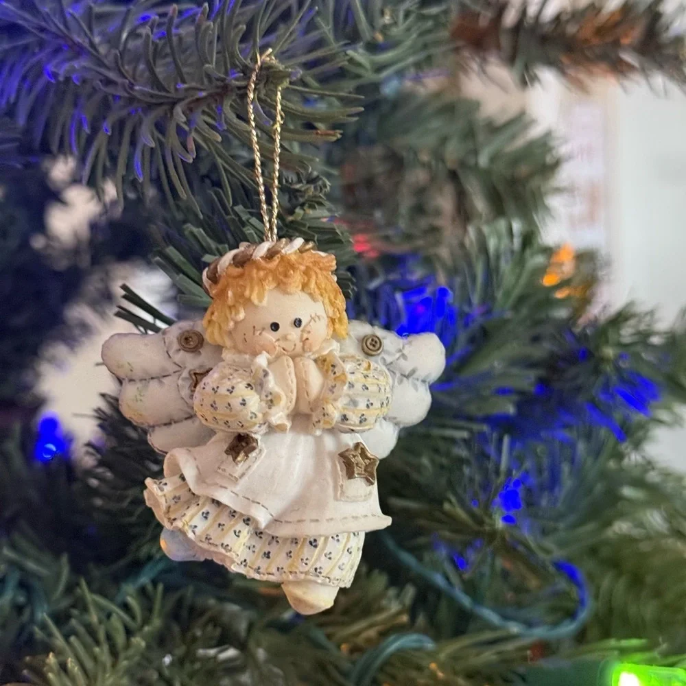 Charming Angel Ornament with Gold Accents